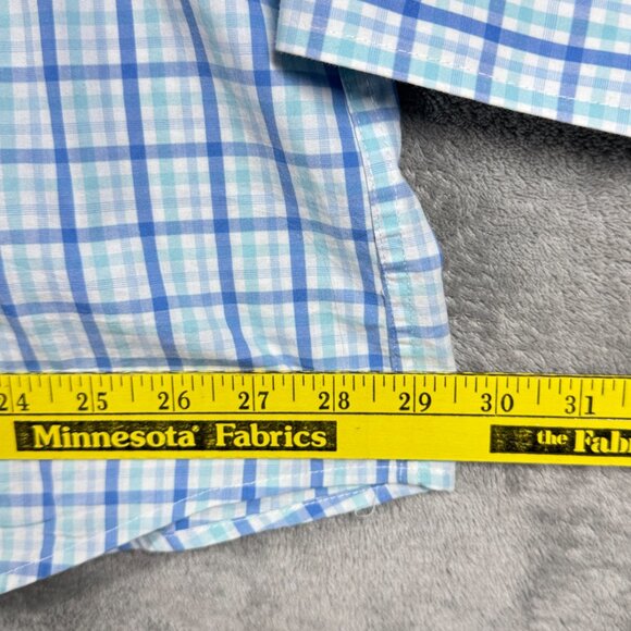 IZOD 4XLT Button Down Shirt Men’s Blue Green Plaid Long Sleeve - Picture 6 of 9